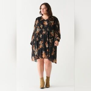 Dex Black Floral Long Sleeve Dress